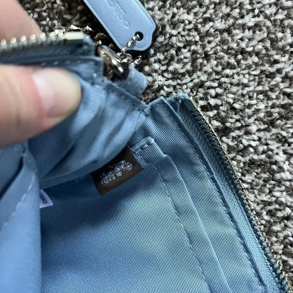 Rare Coach Colorblock Wristlet Pebbled Leather Cornflower Blue Suede Snake Y2K